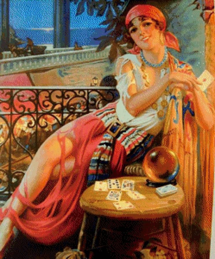 пин-ап - девушка, гадалка, пин-ап - предпросмотр