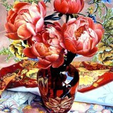 Схема вышивки «ваза с пионами»