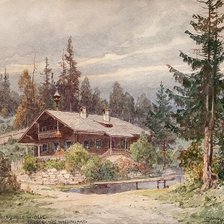 Схема вышивки «домик в сосновом лесу»