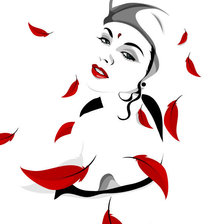 Схема вышивки «Девушка осенний листок . Фэнтези2»