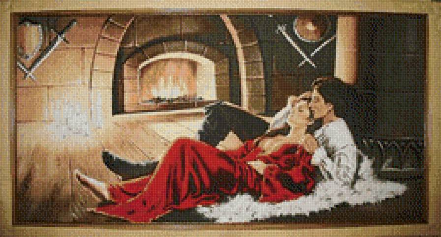 Любовь - любовь, двое, камин - предпросмотр