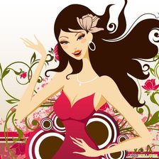 Схема вышивки «Девушка праздник . Монохром 1.»