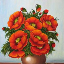 Схема вышивки «Маки в вазе»