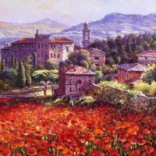 Схема вышивки «Маковый пейзаж»