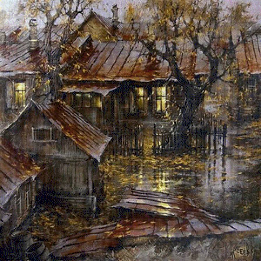 Дождливый вечер в деревне - предпросмотр