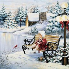 Схема вышивки «девочка на коньках»