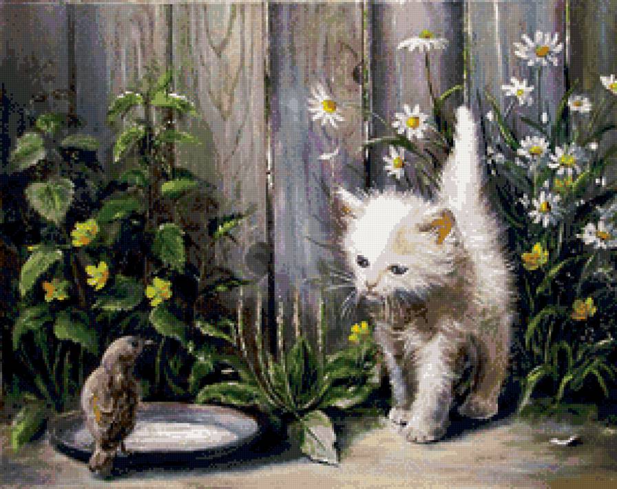 знакомство - птица, животные, кот - предпросмотр