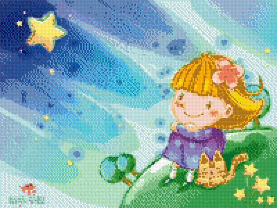 Маленькая мечта - звезда, девочка, мечта, детская картинка - предпросмотр