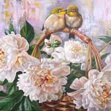 Схема вышивки «пионы»