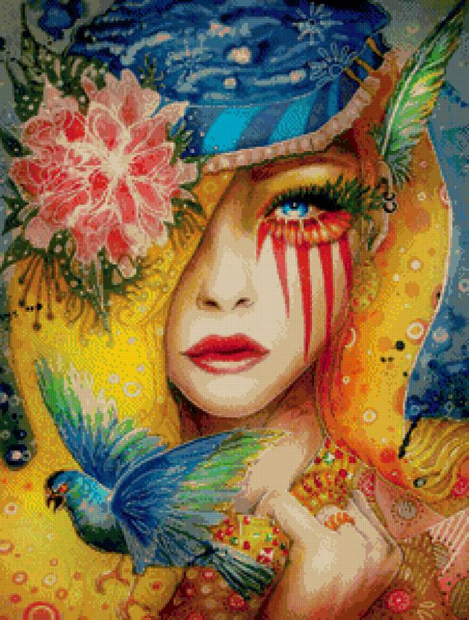 красивая картина - птицы, девушка - предпросмотр