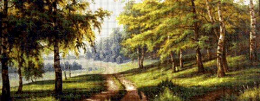 берёзовая роща - живопись, природа, лето, пейзаж, березы, роща, лес - предпросмотр