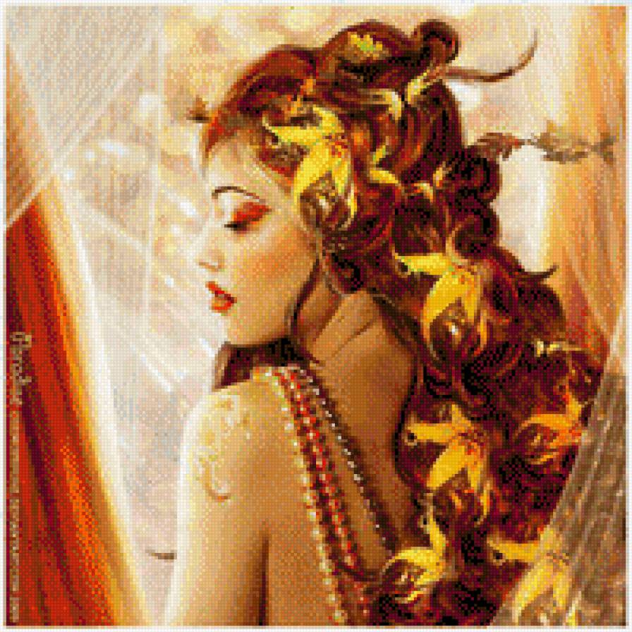 Осенние мотивы - фэнтези, осень, девушка - предпросмотр