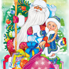 Схема вышивки «Дед мороз и снегурочка»