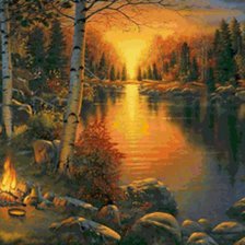 Схема вышивки «Ночь в лесу»