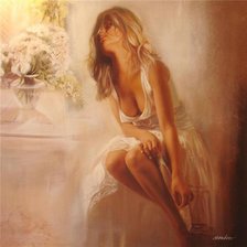 Схема вышивки «девушка у окна»