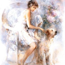 Схема вышивки «dziewczyna z psem»