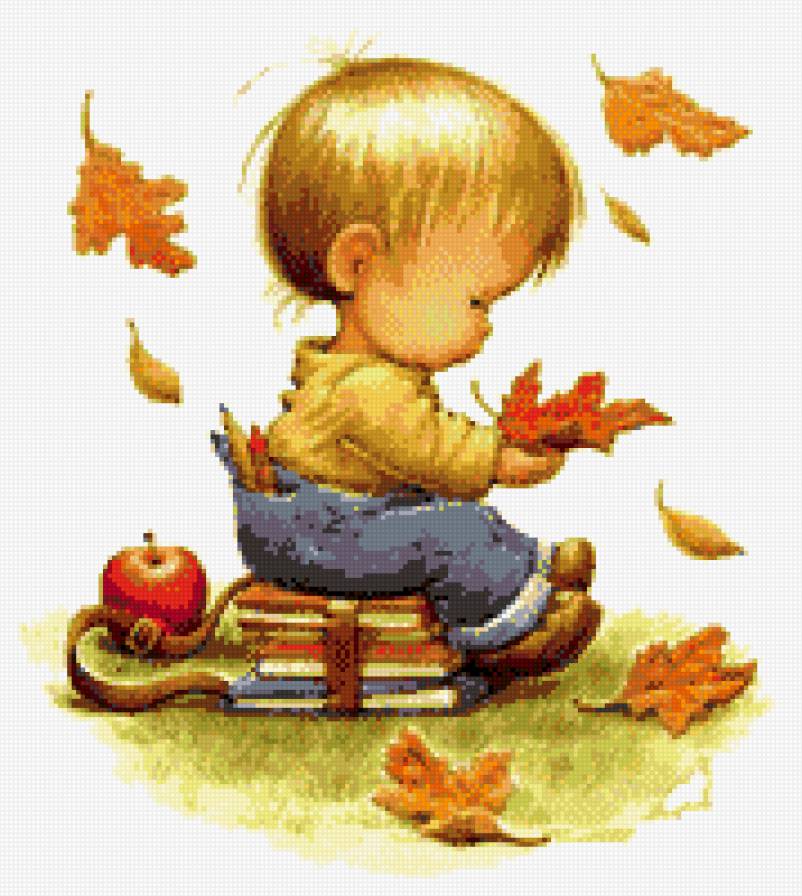 мальчик с листочками - предпросмотр