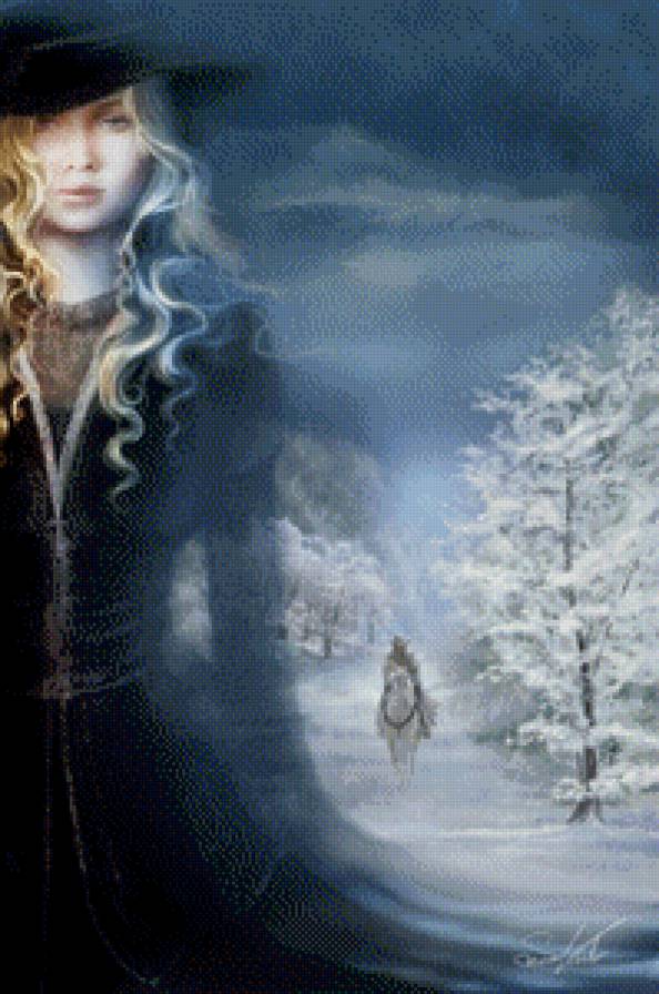 №738243 - девушка, лошадь, лес, зима, всадник - предпросмотр