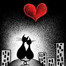 Схема вышивки «Влюбленные коты»