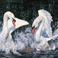 Схема вышивки «лебеди»