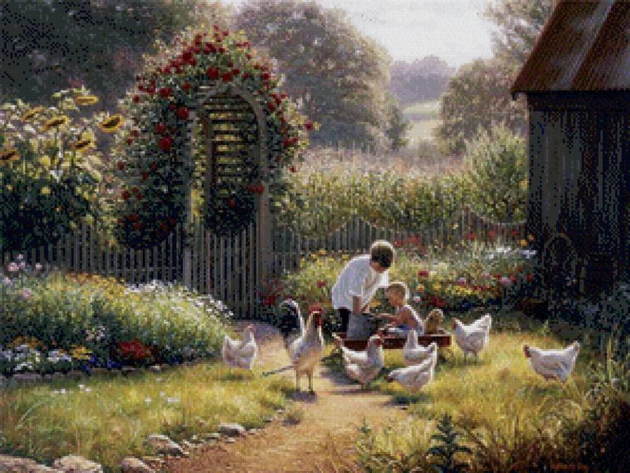 №739754 - дети, курица, деревья - предпросмотр