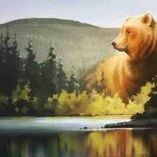 Схема вышивки «Мишка в лесу»