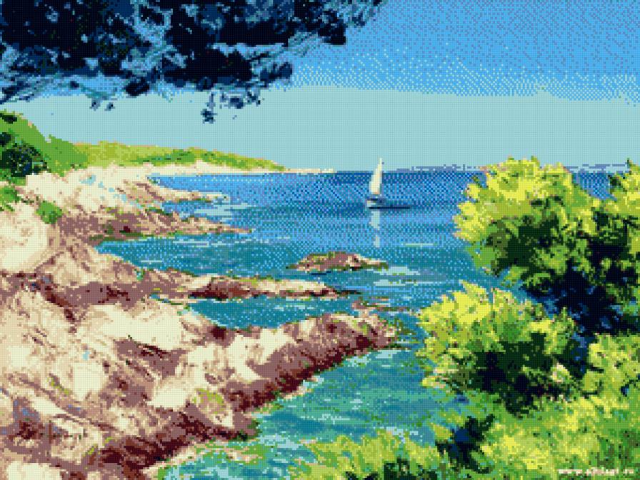 Берег у моря - берег, пейзаж, природа, море - предпросмотр