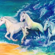 Схема вышивки «Лошади из моря»