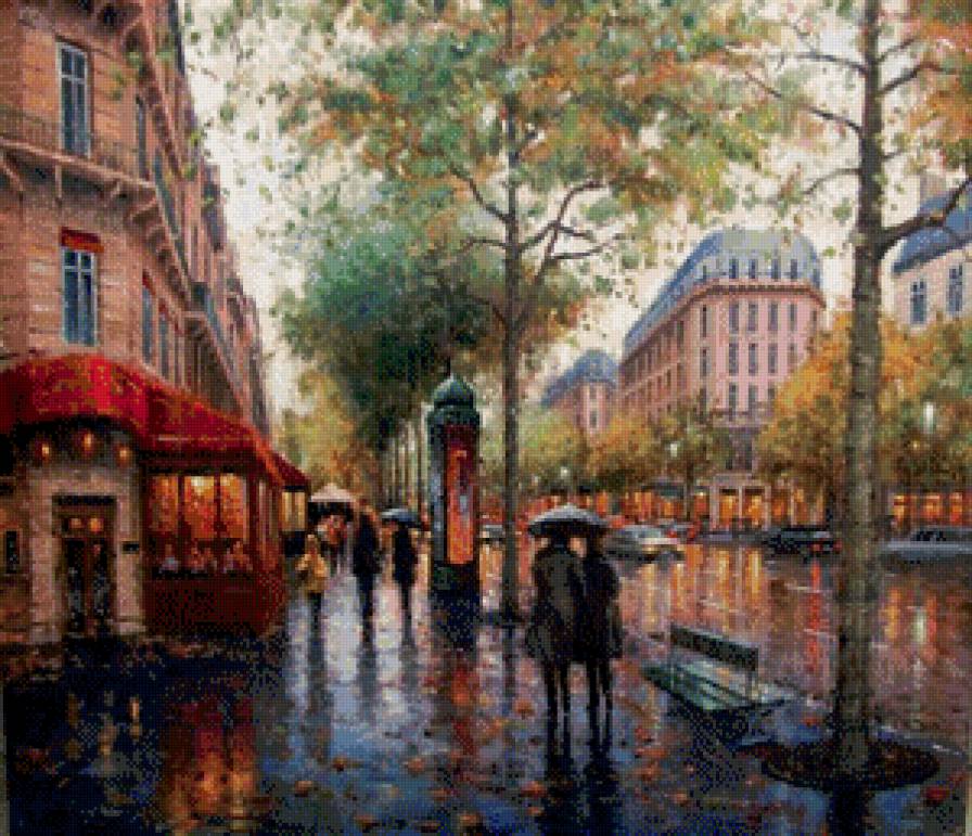 Дождливая осень в городе - улица.осень.люди, город - предпросмотр