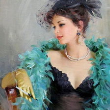 Схема вышивки «Дама»