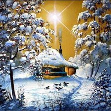 Схема вышивки «Зимняя избушка»