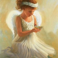 Схема вышивки «Ангелочек с птичкой»