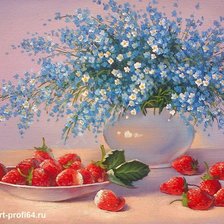 Схема вышивки «Васильки и клубника»