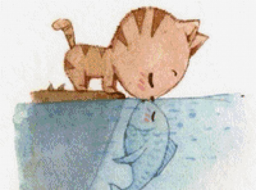 это-любовь - рыбка, детям, вода, котенок, поцелуй - предпросмотр