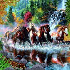 Схема вышивки «Лошади»
