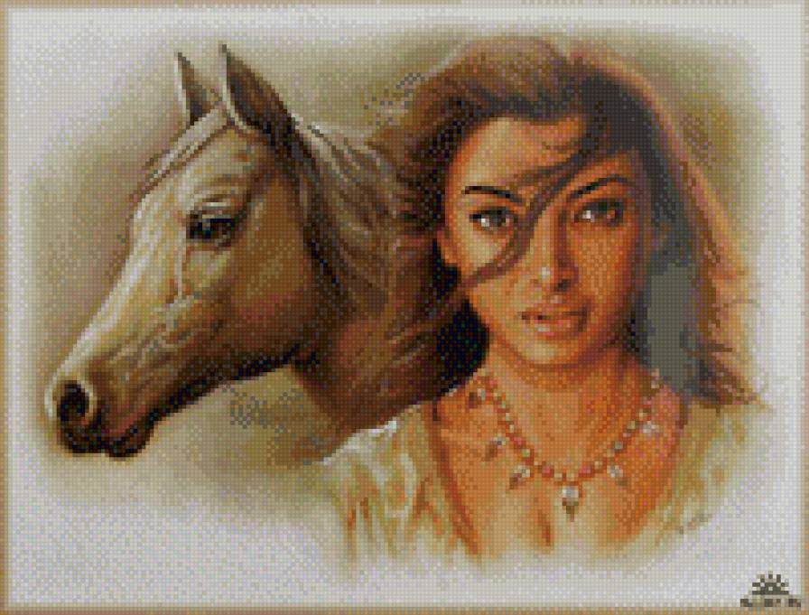 Девушка с лошадью - животные, кони, девушка, люди, лошади - предпросмотр