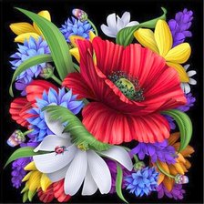 Схема вышивки «Цветочное панно для подушки»