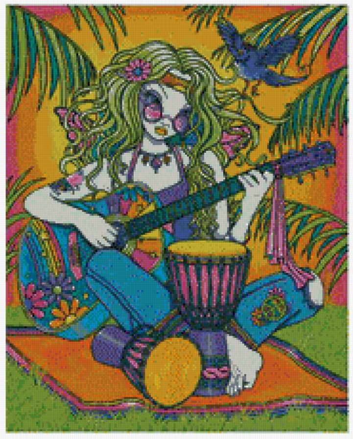 женский образ - девушка, музыка, африка, экзотика, африканский мотив - предпросмотр