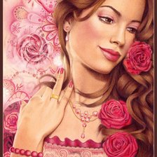 Схема вышивки «портрет в розовых тонах»