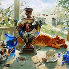 кот у самовара