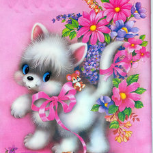 Схема вышивки «котёнок»