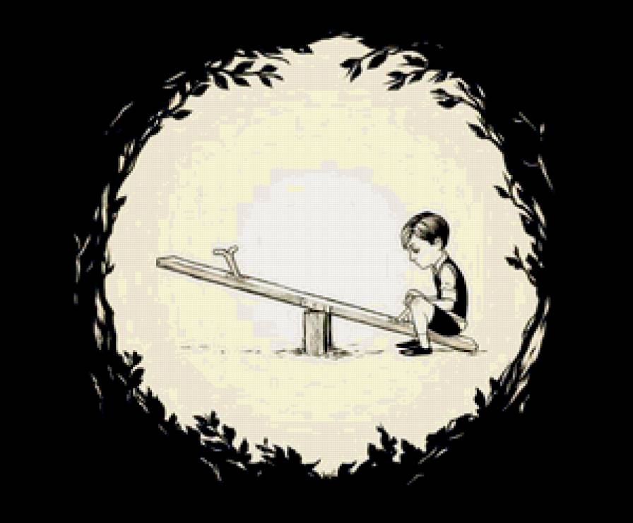 одиночесво - качели, один, черно-белая - предпросмотр