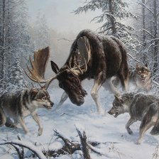 Схема вышивки «Охота на лося»