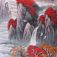 Схема вышивки «китайский пейзаж»