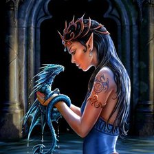 Схема вышивки «Девушка с драконом»