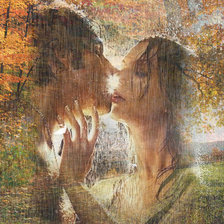 Схема вышивки «Влюблённые под дождём»