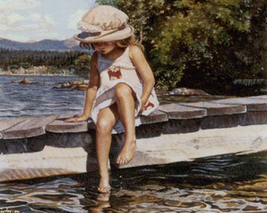 На мостике - вода, мостик, девочка - предпросмотр