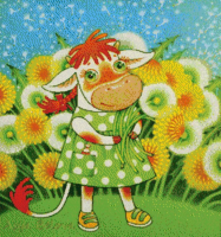 коровка - детская, животные, детское, корова, детям, подушка, мультяшки - предпросмотр