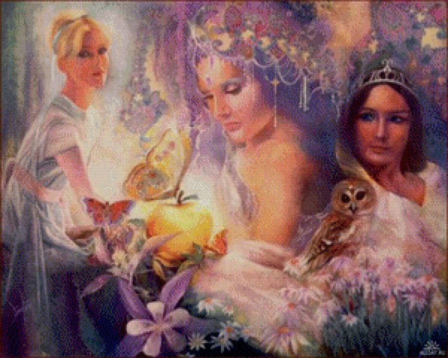 №745291 - цветы, девушки, сова - предпросмотр