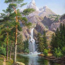 Схема вышивки «горный пейзаж»